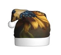 Adult plush Christmas hat YYHHAOFA Butterfly on a sunflower Picture with soft touch for Christmas party