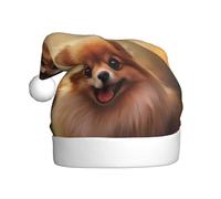 Adult plush Christmas hat YYHHAOFA cute pomeranian Picture with soft touch for Christmas party