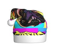 Adult plush Christmas hat YYHHAOFA Dogs Pop Art Pug Picture with soft touch for Christmas party suitable for men and women