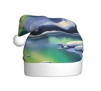 Adult plush Christmas hat YYHHAOFA Gorgeous Northern Lights Picture with soft touch for Christmas party