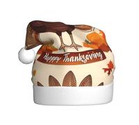 Adult plush Christmas hat YYHHAOFA Happy Thanksgiving Decor Turkey with Maple Leaves Picture with soft touch for Christmas party suitable for men and women