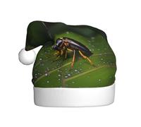 Adult plush Christmas hat YYHHAOFA Insects on leaves Picture with soft touch for Christmas party