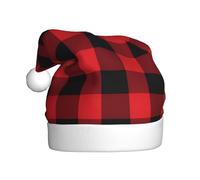 Adult plush Christmas hat YYHHAOFA red black buffalo check Picture with soft touch for Christmas party suitable for men and women