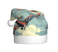 Adult plush Christmas hat YYHHAOFA world war 2 aircraft airplane Picture with soft touch for Christmas party suitable for men and women