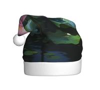 Adult plush Christmas hat YYHWHJDE Asian Lotus Flower Printing with soft touch for Christmas party