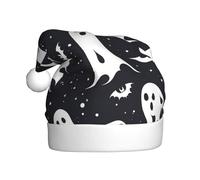 Adult plush Christmas hat YYHWHJDE black and halloween ghost Printing with soft touch for Christmas party
