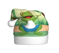 Adult plush Christmas hat YYHWHJDE Cute Funny Frog Doing Yoga Printing soft and comfortable for parties dances Halloween