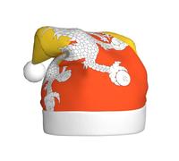 Adult plush Christmas hat YYHWHJDE Flag of the Kingdom of Bhutan Printing with soft touch for Christmas party