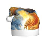 Adult plush Christmas hat YYHWHJDE Ice and Fire Monster Printing soft and comfortable for parties dances Halloween