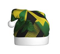Adult plush Christmas hat YYHWHJDE Jamaica Flag Leaves Printing with soft touch for Christmas party