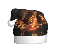 Adult plush Christmas hat YYHWHJDE Night view of the city Printing with soft touch for Christmas party