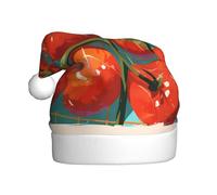 Adult plush Christmas hat YYHWHJDE Small tomatoes in the net pocket Printing with soft touch for Christmas party