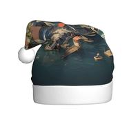 Adult plush Christmas hat YYHWHJDE Small town on the island Printing soft and comfortable for parties dances Halloween