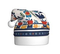 Adult plush Christmas hat YYHWHJDE Swedish Dala Horse Folk Printing with soft touch for Christmas party