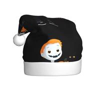 Adult plush Christmas hat YYHWHJDE The black cat ghost behind the little boy Printing with soft touch for Christmas party