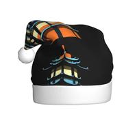 Adult plush Christmas hat YYHWHJDE The magnificent drum tower Printing with soft touch for Christmas party