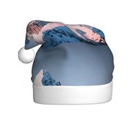 Adult plush Christmas hat YYHWHJDE Top of the Snowy Mountain Printing with soft touch for Christmas party