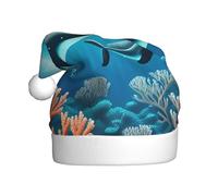 Adult plush Christmas hat YYHWHJDE Whales under the sea Printing soft and comfortable for parties dances Halloween