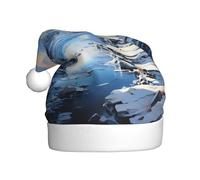Adult Plush Hat, Snowy Mountain Scenery Print Design, Soft and Skin-Friendly, Not Tight, Suitable for Holiday Wear. Black