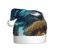 Adult Plush Hat, Submarine Shark Coral Print Design, Soft and Skin-Friendly, Not Tight, Suitable for Holiday Wear.