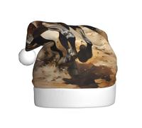 Adult Plush Hat, Western Horse Print Design, Soft and Skin-Friendly, Not Tight, Suitable for Holiday Wear. Black