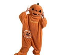 Adult Pumpkin Halloween Costume,Oversized Hooded Jumpsuit Pajamas(B)
