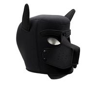 Adult Puppy Hood Mask, Soft Neoprene Black Dog Costume for Men - Full Face Kinky Fetish Pup Play, BDSM Puphood, Cosplay, Halloween, Gimp Muzzle, Sissy Kink, Furry Bondage Accessory (Black)