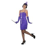 Adult Purple Fringed Flapper Dress & Accessories 1920's Fancy Dress Costume