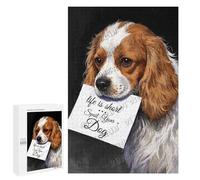 Adult Puzzle 1000 Pieces - Cavalier King Charles Spaniel with Hilarious Caption - Wooden Jigsaw for Stress Relief, Mindfulness & Dog Lovers