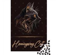 Adult Puzzle, 1000 Pieces, Elegant Hemingway Cat, 52x38cm/1000pcs