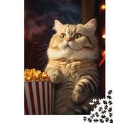 Adult Puzzle, 1000 Pieces, Funny Popcorn Cat, 52x38cm/1000pcs