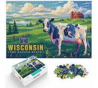Adult Puzzle, 1000 Pieces, Wisconsin The Badger State Poster, 1000pcs (52x38cm)