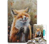 Adult Puzzle Cute Fox Coffee Tea Drink 1000pcs (52x38cm) | A gift for adults for holiday gatherings for relaxed family time.