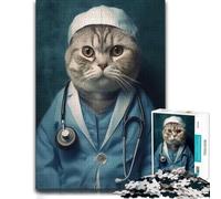 Adult Puzzle Doctor Scottish Fold Cat 1000pcs (52x38cm) | Screen-free activity for adults around the table for rewarding progress.