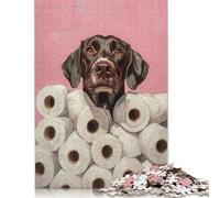 Adult Puzzle Game Dog with Toilet Paper Painting German Shorthaired Pointer Toilet Art Puzzle for Adults And Teenager Home Decoration Puzzle Toys 500pcs (52x38cm)