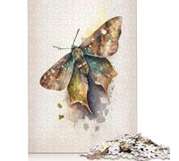Adult Puzzle Game Moth Watercolor Insect Wooden Puzzles for Adults & Teenager Jigsaw Puzzles for Adults 1000pcs (75x50cm)