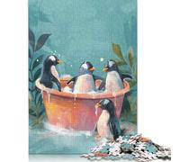 Adult Puzzle Game Penguins Washing Bathtub Puzzle for Adults And Teenager Home Decoration Puzzle Toys 1000pcs (75x50cm)