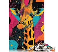 Adult Puzzle Game Pop Art Giraffe Poster Vibrant Animal Wall Art for Bold Interiors Giraffe Pop Art Puzzle for Adults And Teenager Home Decoration Puzzle Toys 500pcs (52x38cm)