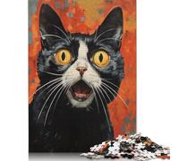 Adult Puzzle Game Shocked Cat Funny Animal Wooden Puzzles for Adults & Teenager Jigsaw Puzzles for Adults 1000pcs (75x50cm)