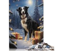 Adult Puzzle Game Sweet Border Collie Xmas Puzzle for Adults And Teenager Home Decoration Puzzle Toys 500pcs (52x38cm)
