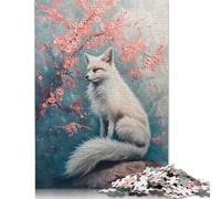 Adult Puzzle Game White Fox Cherry Blossom Puzzle for Adults And Teenager Home Decoration Puzzle Toys 500pcs (52x38cm)