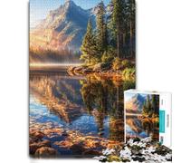 Adult Puzzle Golden Dawn on The Mountain Lake 1000pcs (38x26cm) Jigsaw | Weekend puzzle activity on calm nights for screen-free time.