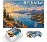 Adult Puzzle Great Slave Lake Canada Landscape Poster 1000pcs (38x26cm) | For after-work downtime, this adult jigsaw puzzle with 1000 pieces can be enjoyed across several sessions.