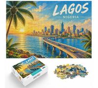 Adult Puzzle Lagos Nigeria Cityscape with Bridge 1000pcs (38x26cm) | For free days in December, this adult jigsaw puzzle with 1000 pieces makes a thoughtful gift for adult puzzle fans.