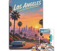 Adult Puzzle Los Angeles Palm Trees Cityscape 1000pcs (38x26cm) Jigsaw | For holiday downtime at home: Adult jigsaw puzzle with 1000 pieces makes an engaging choice for festive family downtime.