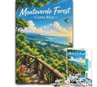 Adult Puzzle Monteverde Forest Costa Rica Illustration 1000pcs (38x26cm) | For solo puzzling or shared family time: Adult jigsaw puzzle with 1000 pieces fits calm indoor leisure.