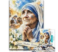 Adult Puzzle Mother Teresa Praying Rosary 1000pcs (38x26cm) Jigsaw | For a festive gift with screen-free appeal: Adult jigsaw puzzle with 1000 pieces gives adults a calm winter activity.
