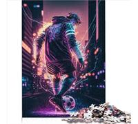 Adult Puzzle Neon Football Player 1000 Pieces Cardboard Puzzle for 12 Years Learning and Education Travel Toy for Kids and Adults Size (26x38cm)