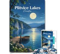 Adult Puzzle Plitvice Lakes Croatia Night Landscape 1000pcs (52x38cm) | For classic jigsaw enjoyment: Adult jigsaw puzzle with 1000 pieces; when a calm, focused hobby suits the moment.