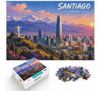 Adult Puzzle Santiago Chile Skyline at Night 1000pcs (52x38cm) | For a seasonal gift for jigsaw enthusiasts, this adult jigsaw puzzle with 1000 pieces gives adults a calm winter activity.